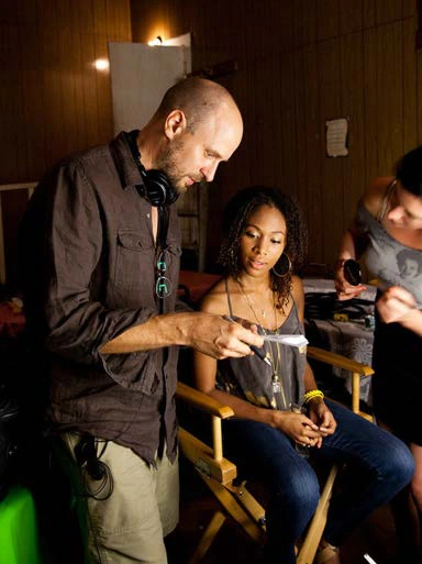 Stefan Schaefer directing on set with an actor